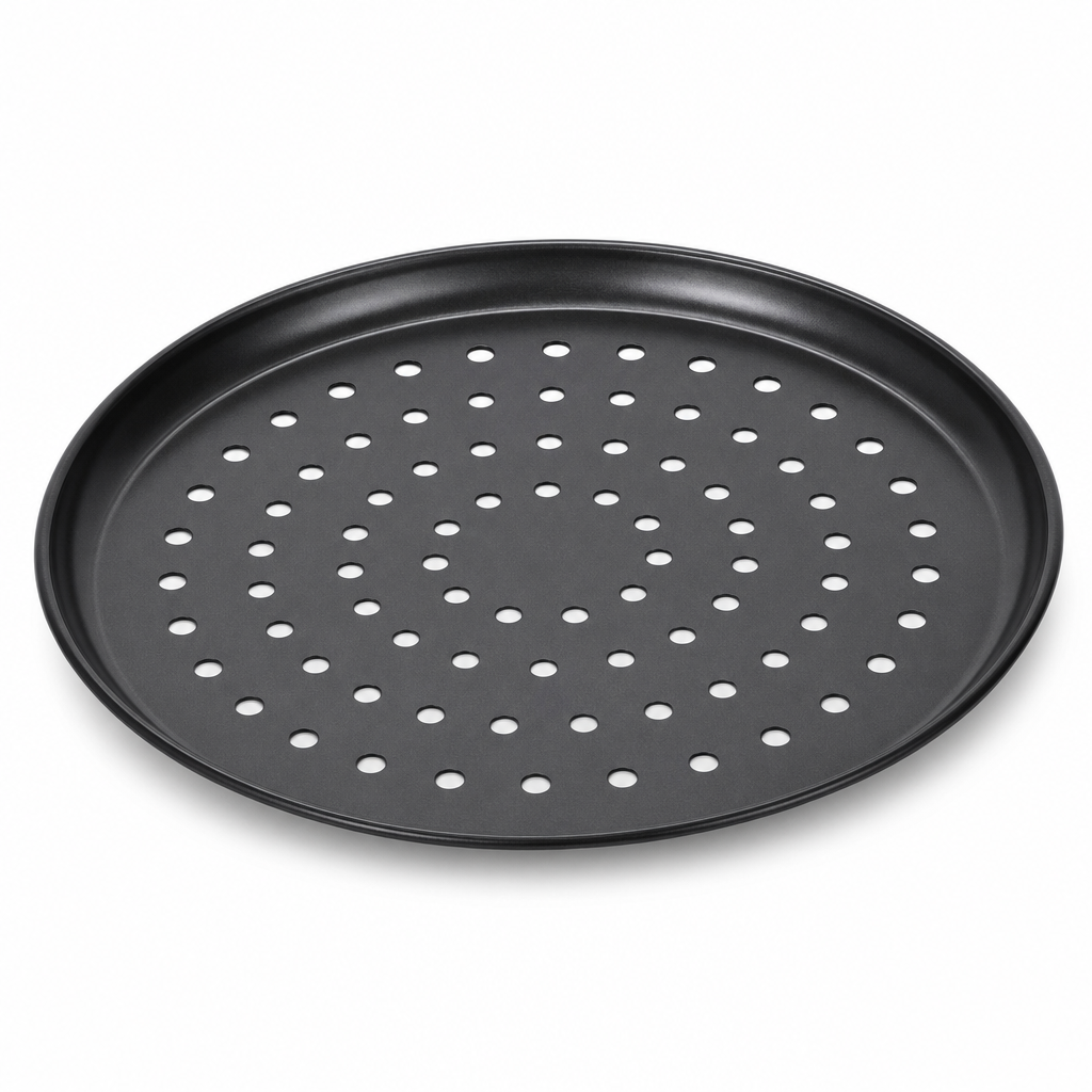 96 Pieces Round Perforated Cake Mold, Carbon Steel Non-Stick Baking Pan, 24 cm, Black, 1 Piece