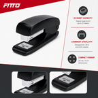 96 Pieces Black Heavy-Duty Staplers, 50 mm, 25-Sheet Capacity, for 24/6 and 26/6 Staples, 1 Piece