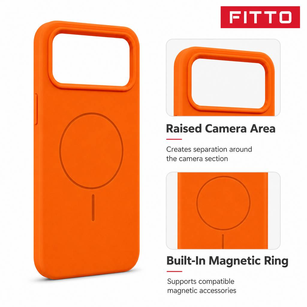 120 Pieces Silicone Magnetic Phone Cases with Raised Camera Protection, Orange