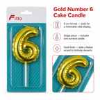 144 Pieces Gold Number 6 Birthday Cake Candle, 9 cm, Single Piece