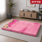 48 Pieces Folding Foam Mattresses, 3-Fold Design, 6 cm Thick, Pink