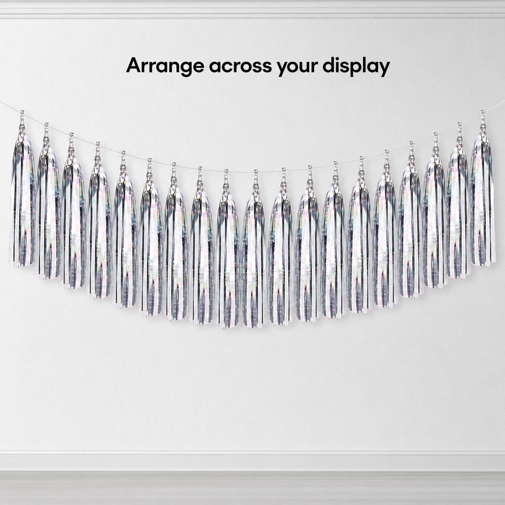120 Pieces Silver Tassel Garland, 3 m x 25 cm, 20 Pieces for Party Decorations