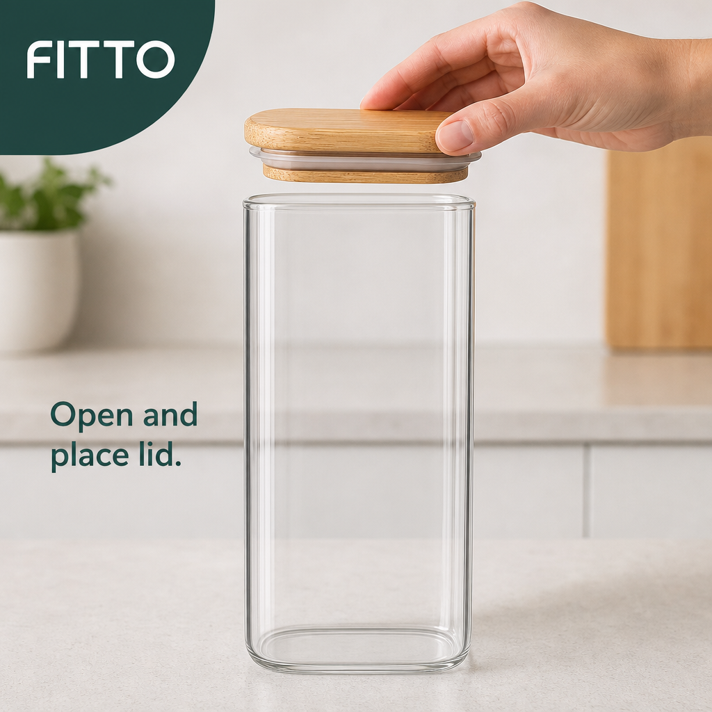 120 Pieces Glass Storage Jar with Wooden Lid, Clear and Natural Wood, 20 x 6 x 6 cm, 1 Piece