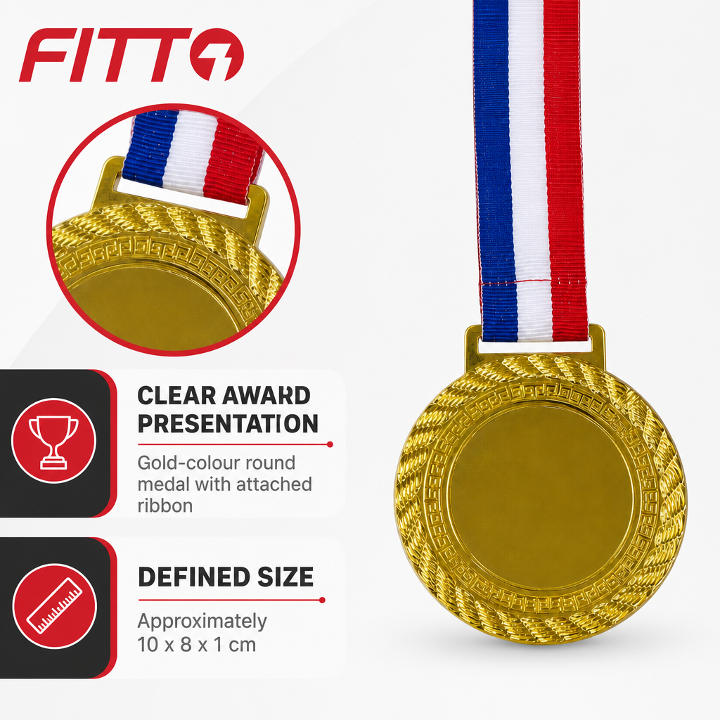 144 Pieces Gold Sports Medal with Red White and Blue Ribbon for Award Recognition