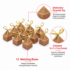 96 Pieces Candy Favor Boxes Rose Gold Pyramid Top Paper 9 x 7 x 7 cm 12 Pieces