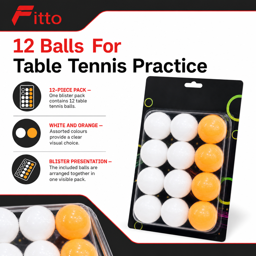 120 Pieces Table Tennis Balls, 12-Piece Blister Pack, Assorted White and Orange