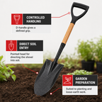 96 Pieces D-Handle Pointed Garden Shovel, 75 cm, Black, 1 Piece