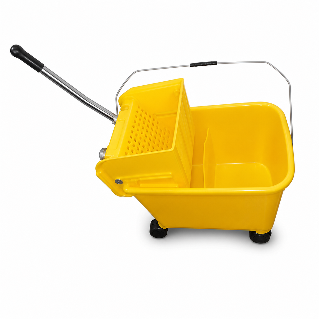 48 Pieces Commercial Mop Bucket with Wringers, Long Handle and Wheels, Yellow, 1 Piece