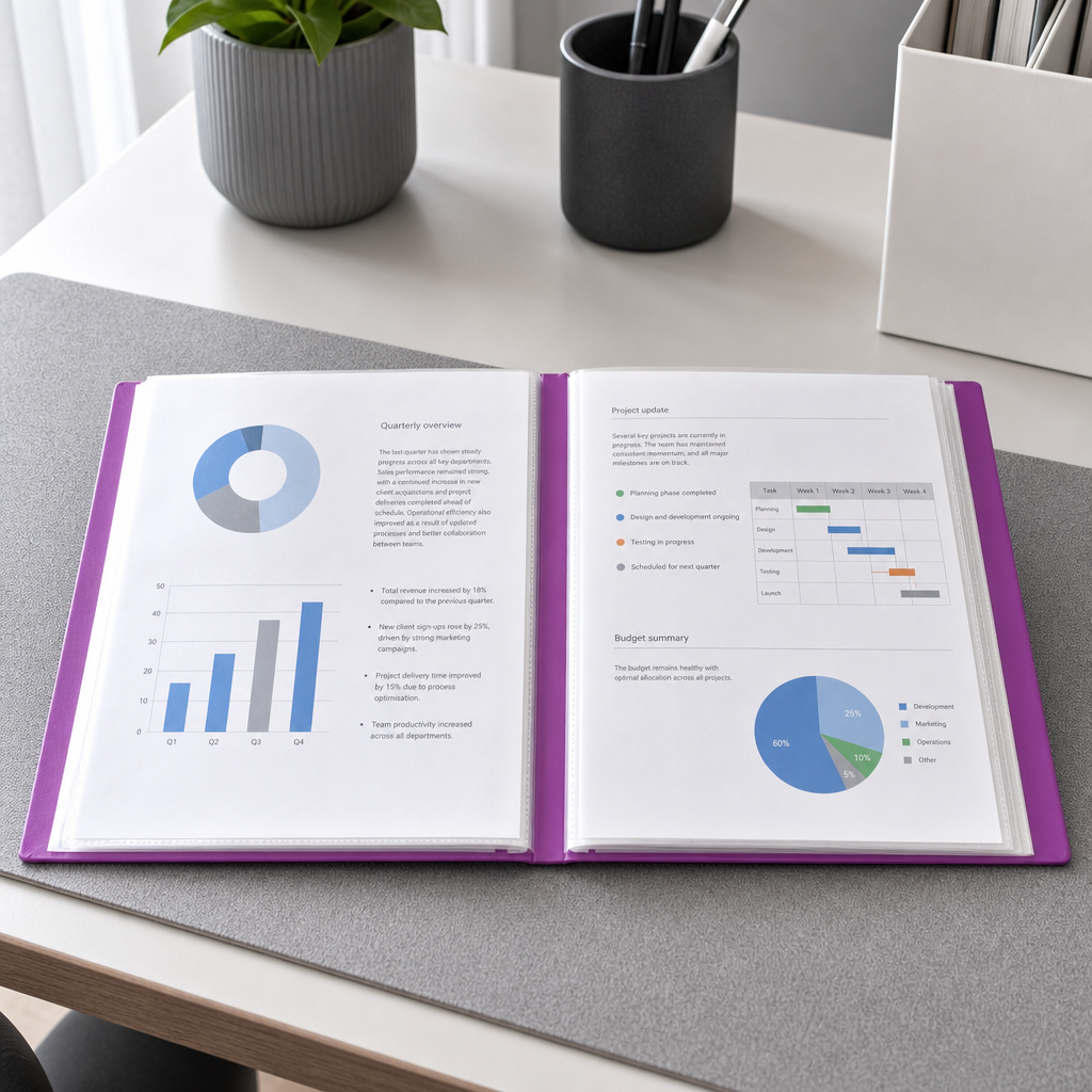 120 Pieces Purple A4 Display Book with 30 Clear Pockets, 1 Piece