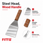 96 Pieces Stainless Steel Turner with Wooden Handle, 30.5 x 7.3 cm, 1 Piece
