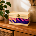 96 Pieces Woven Bamboo Storage Chest with Wooden Frame and Latch, 18 x 12 x 9 cm