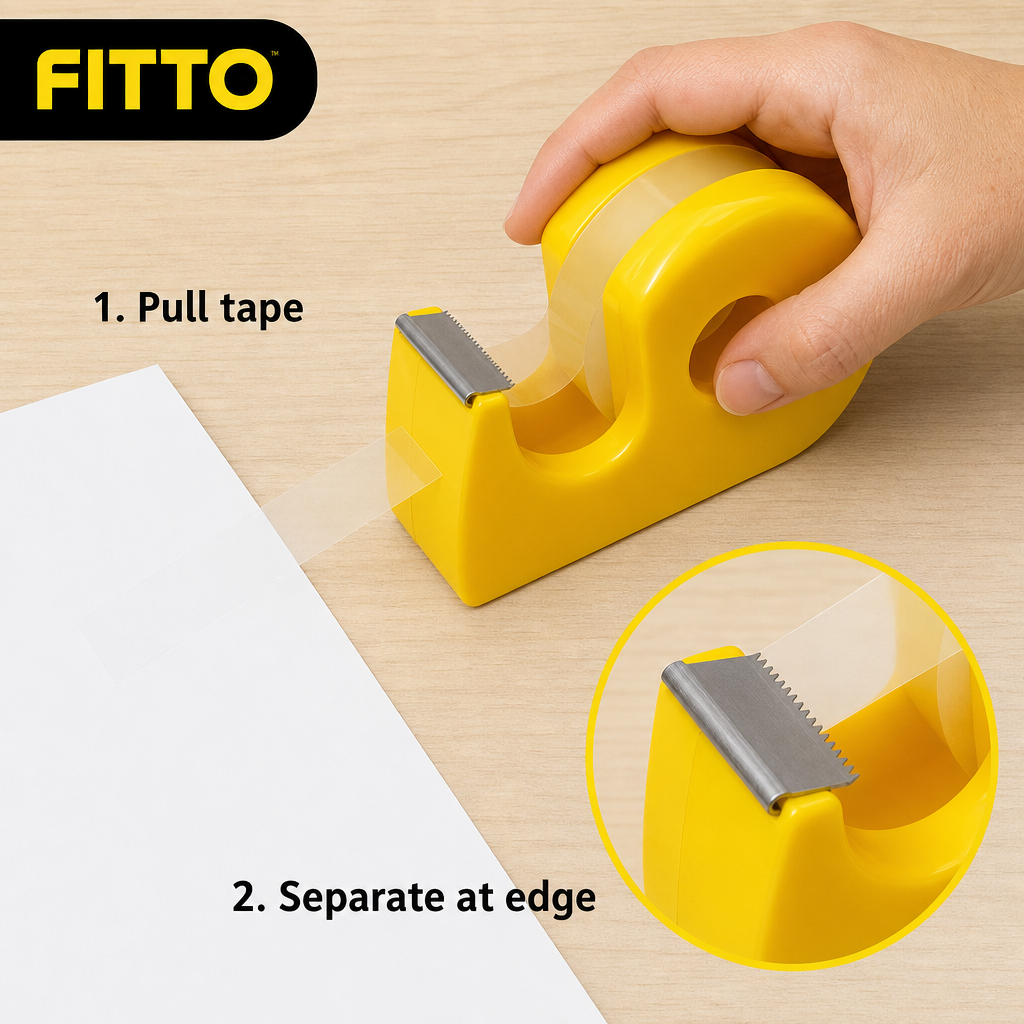 144 Pieces Tape Dispenser with Crystal Clear Adhesive Tape, 19mm x 25yd, Yellow