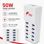 72 Pieces 50W 10-Port USB Desktop Charging Station, Multi-Device Charging Hub