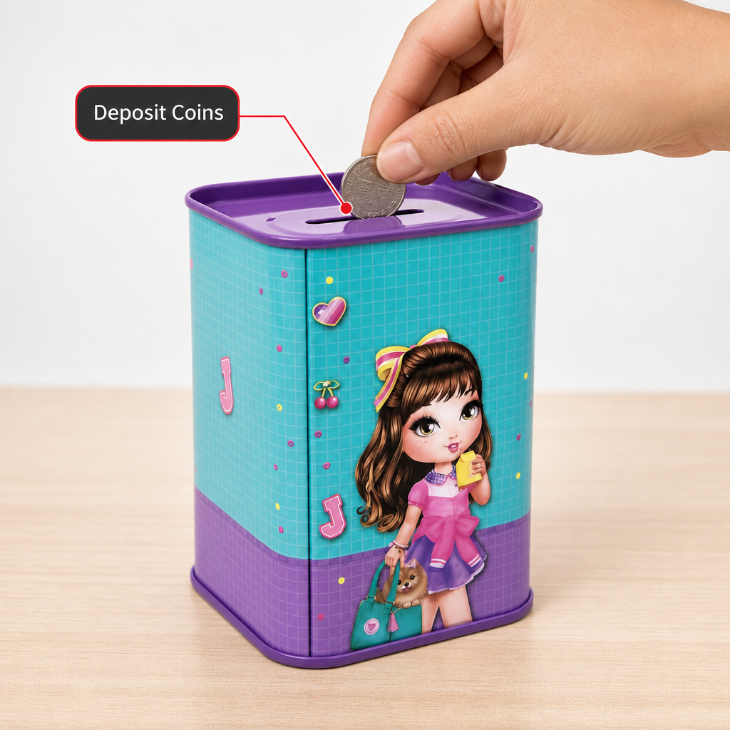 240 Pieces Motivational Square Metal Money Saving Boxes, Decorative Coin Bank, 7.8 × 10.5 cm