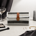 60 Pieces Woven Rectangular Clutch Bag with Strap Closure, 21 x 10 x 6 cm