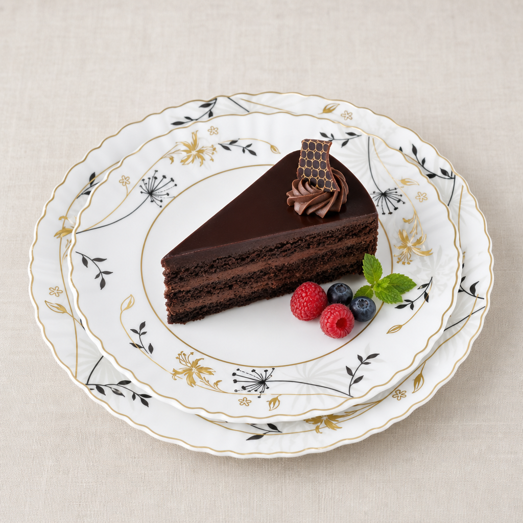 120 Pieces Opal Dessert Plate, 7.5 Inch Round Floral Tablewares for Dessert Serving, White with Gold and Black Detail, Single Piece