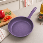 96 Pieces Granite-Coated Fry Pan, 24 cm, Round Purple Cooking Pan with Long Handle