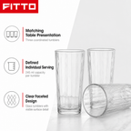 96 Pieces Glass Tumbler Set, 245 ml, 3 Pieces, Clear Faceted Drinkwares