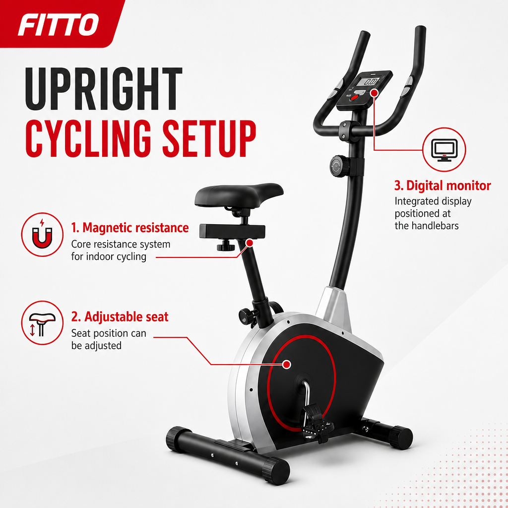 48 Pieces Upright Exercise Bikes with Magnetic Resistance, Adjustable Seat, Digital Monitor and Steel Frame