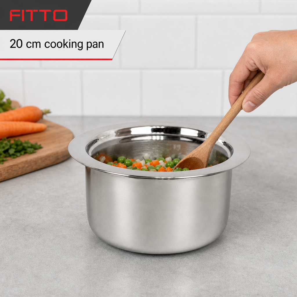 72 Pieces Stainless Steel Cooking Pan with Plain Bottom, 20 cm