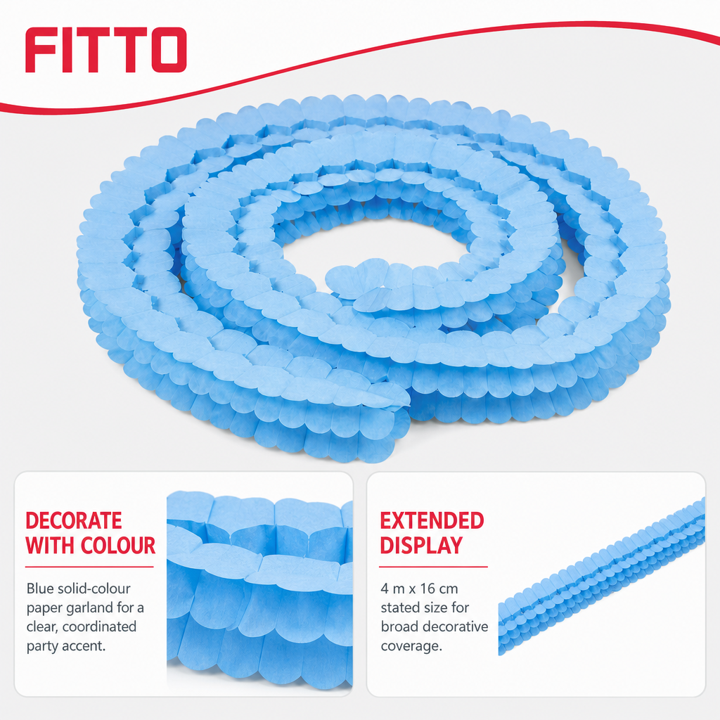 240 Pieces Blue Solid Colour Paper Garland, 4 m x 16 cm, 1 Piece