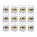 60 Pieces Acrylic Presentation Boxes with Ribbon, Square Clear Display Containers, White, 6.5 x 6.5 x 7.2 cm, 12 Pieces