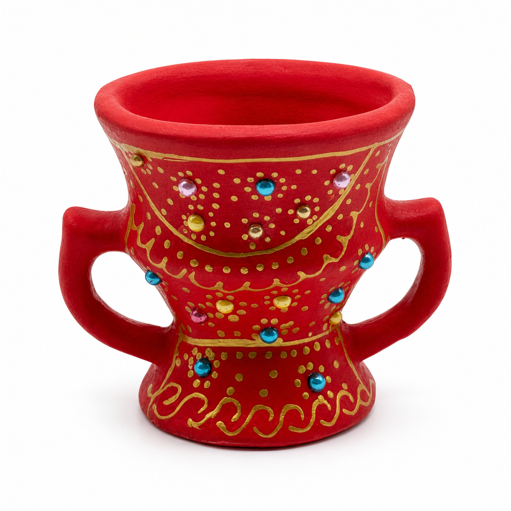 96 Pieces Decorative Incense Burner Pot with Twin Handles, Red 4 Inch
