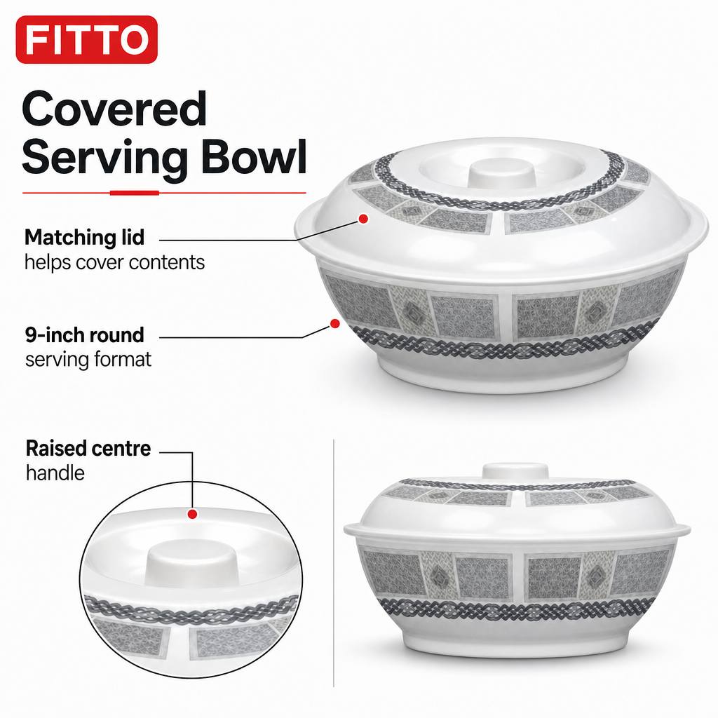 96 Pieces Melamine Bowl with Lid, 9 Inch, Round Covered Serving Bowl