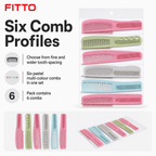 96 Pieces Pastel Multi-Colour Hair Combs Set, 6 Pieces for Styling and Grooming
