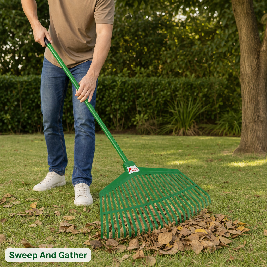 96 Pieces Wide Plastic Leaf Rake, 152 cm Overall, Green, 1 Piece