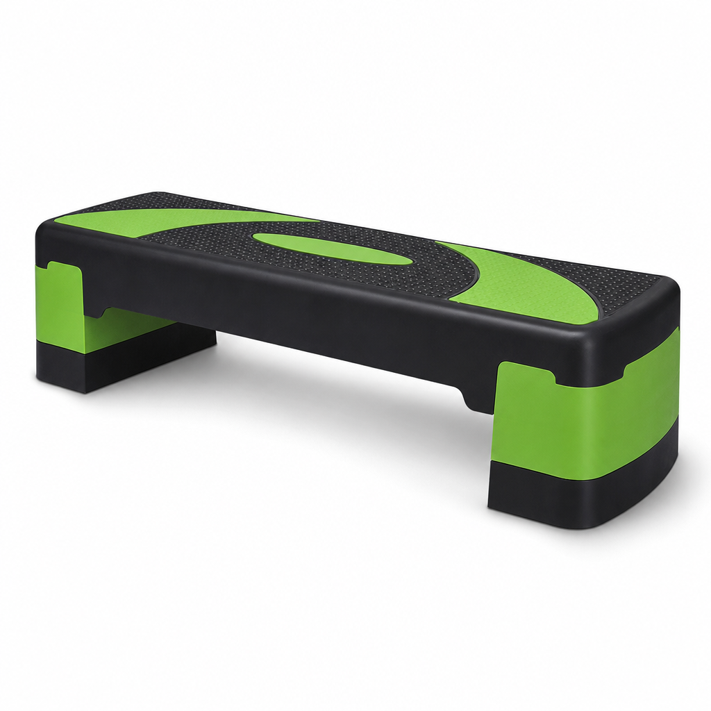 48 Pieces Aerobic Step Platforms for Exercise, 78 x 30 cm, Adjustable 10–20 cm Height, Black and Green