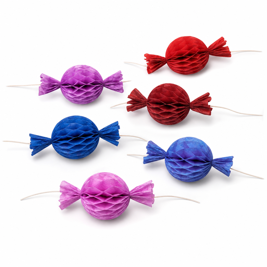 120 Pieces Paper Candy Garland Decoration, Multicolour Hanging Party Decor, 2.5 m x 15 cm, 6 Pieces