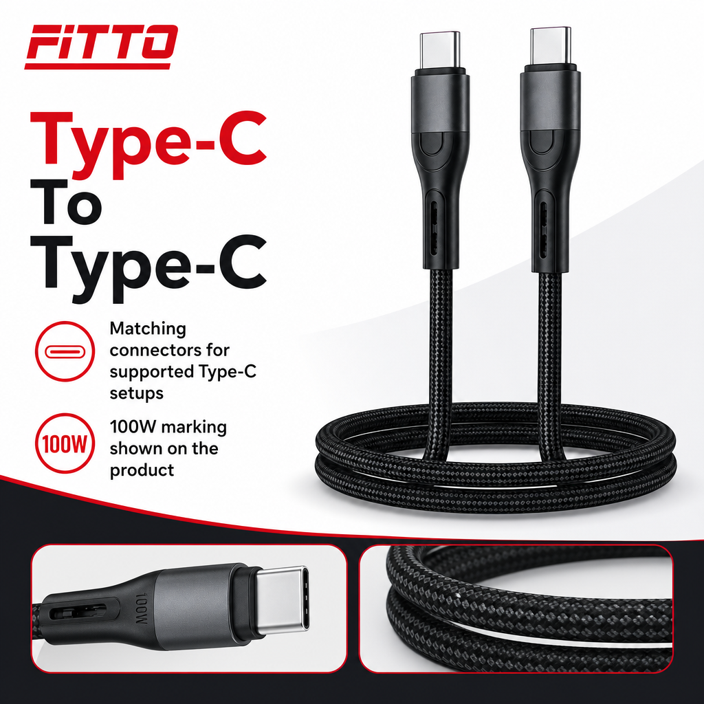 120 Pieces Type-C to Type-C Fast Charging Cable, 100W