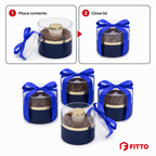 60 Pieces Blue Round Acrylic Presentation Boxes with Ribbon, 12 x 12 x 11.5 cm, 4 Pieces
