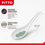 240 Pieces Chinese Soup Spoon, White with Green Floral Pattern, 14 cm