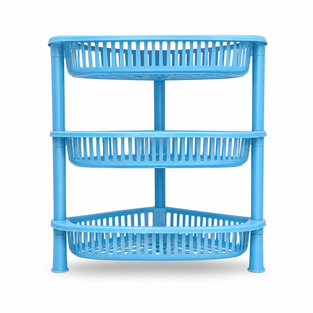 72 Pieces 3-Tier Plastic Storage Basket Rack, Blue, 40 x 30 x 18 cm