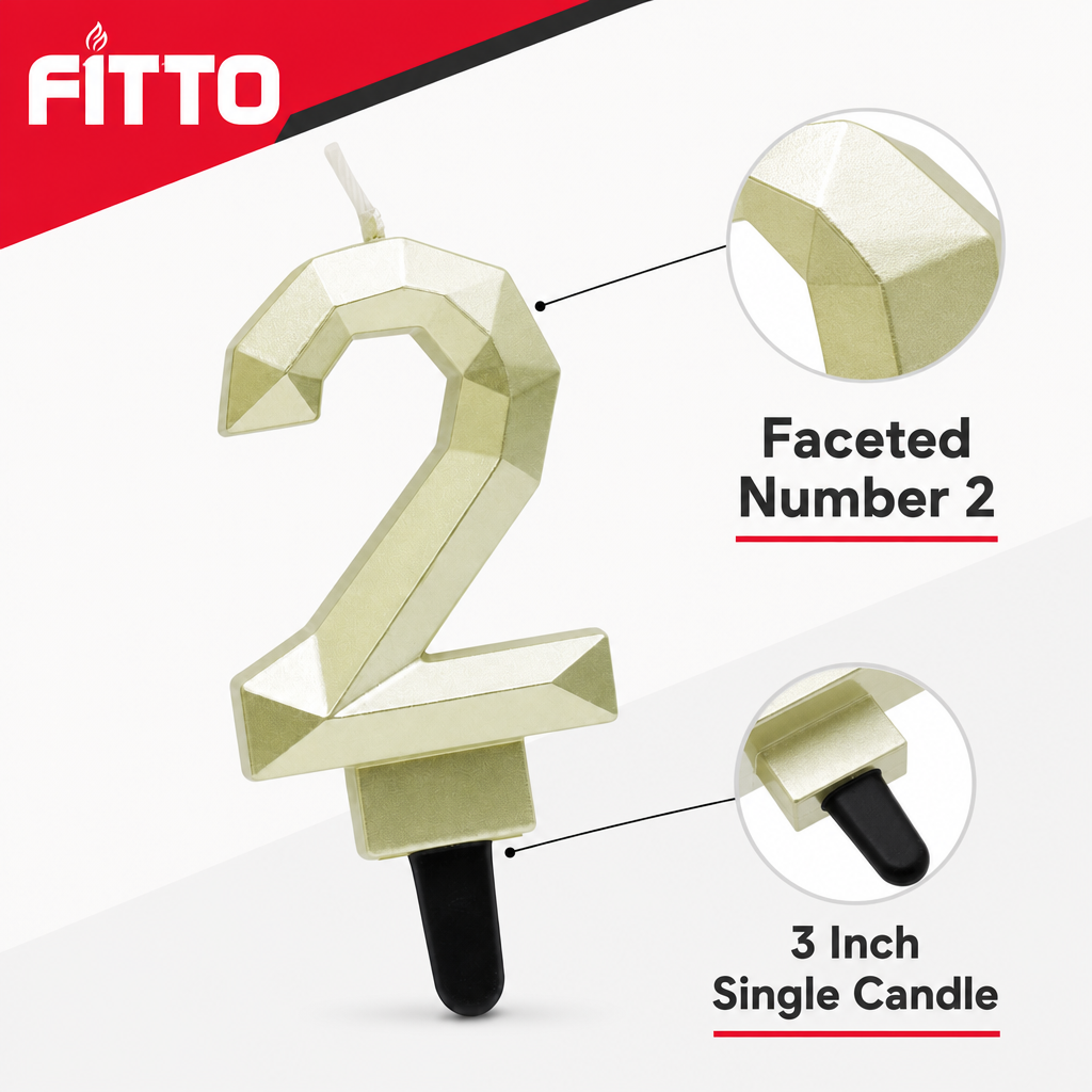 240 Pieces Diamond Number 2 Cake Candle, 3 Inch, 1 Piece, Assorted Colour