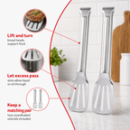 96 Pieces Stainless Steel Slotted Turner Set, 2-Piece Kitchen Utensils, 35 cm