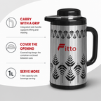 72 Pieces Vacuum Flasks with Carry Handle, Silver and Black, 1 Litre, 1 Piece
