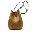 72 Pieces Handwoven Natural Fiber Bucket Handbags, Natural Brown, 22 x 18 x 14 cm