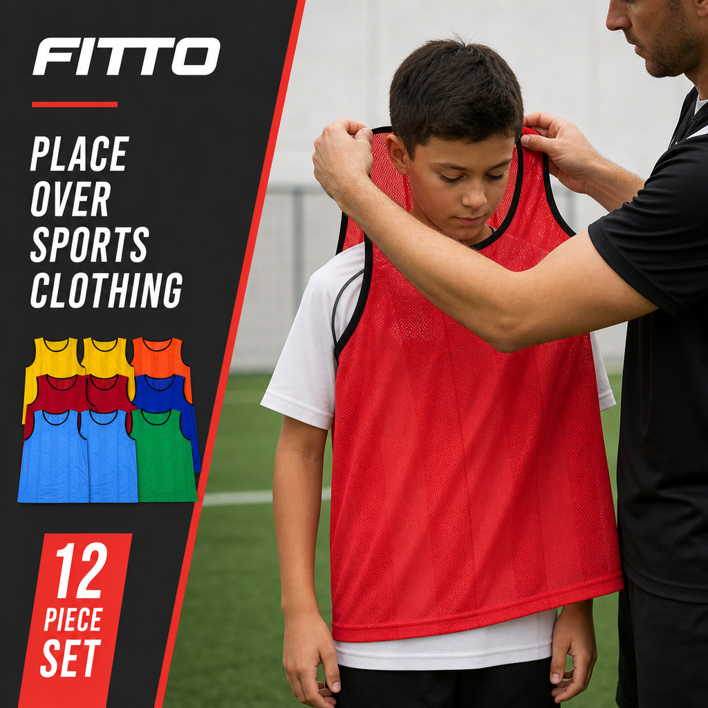 48 Pieces Mesh Sports Training Bib Vests, Small Size, 12-Piece Pack