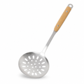 120 Pieces Stainless Steel Slotted Skimmer with Wooden Handle, 35 cm