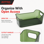 120 Pieces Storage Box with Cutout Handles, Rectangular Plastic Organizer, Green or Clear, 20 × 14 × 8 cm