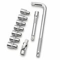 96 Pieces Multi-Piece Socket Wrench Set with L-Shaped Handle, Extension Bar, Universal Joint Adapter and Assorted Sockets, Chrome Silver