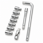 96 Pieces Multi-Piece Socket Wrench Set with L-Shaped Handle, Extension Bar, Universal Joint Adapter and Assorted Sockets, Chrome Silver