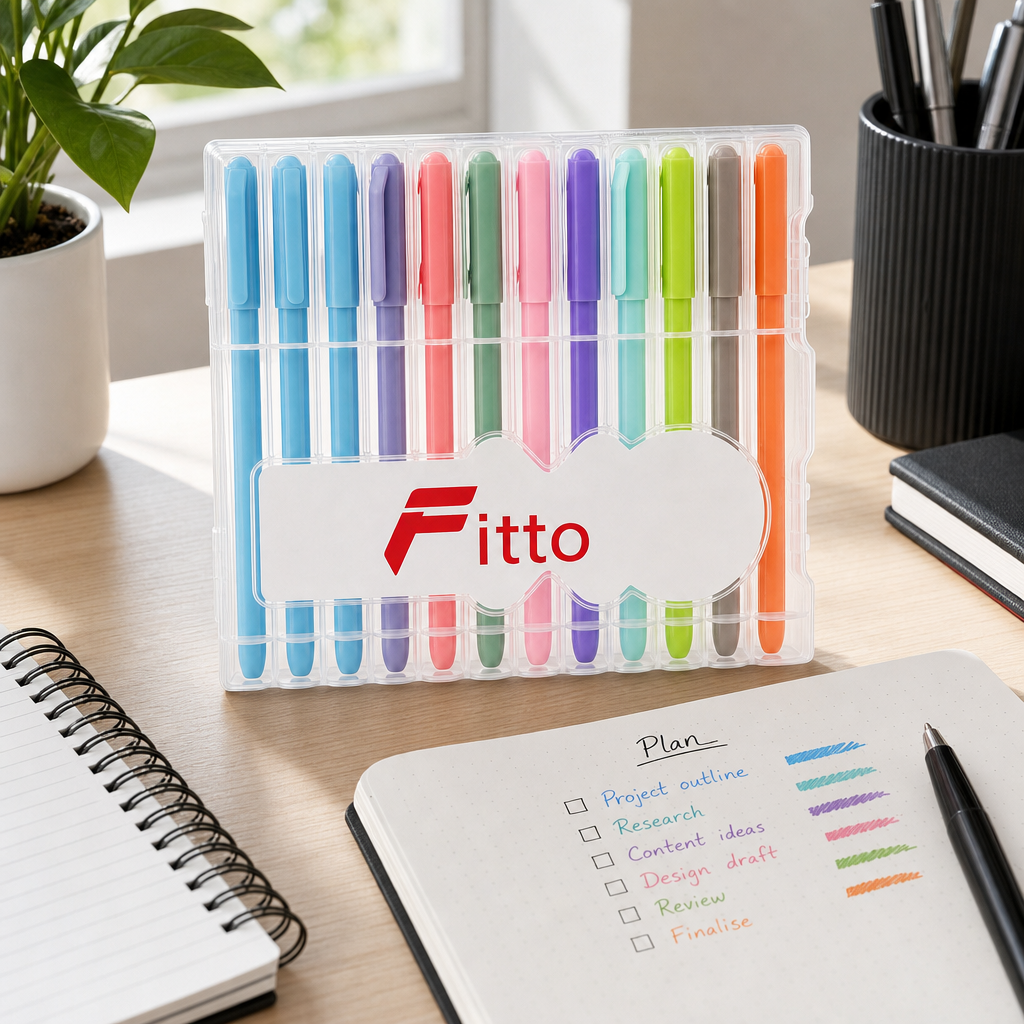 120 Pieces Ball Pens 1.0 mm, 12 Ink Colours, Assorted Colour Writing Pens, 12-Pack