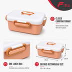 96 Pieces White and Orange Rectangular Plastic Lunch Box with Side Latches, 1 Piece, 22 x 16 x 9 cm