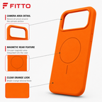 120 Pieces Silicone Magnetic Phone Cases for 17 Pro Max, Orange, Raised Camera Protection, 1 Piece