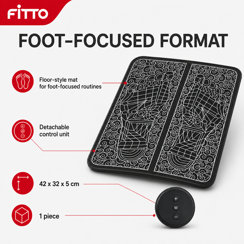 96 Pieces Black Foot Massager Mat, Floor Format with Control Unit, 1 Piece, 42 x 32 x 5 cm