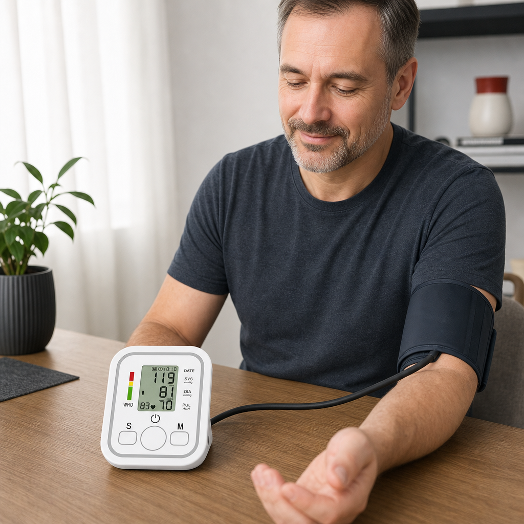 96 Pieces Automatic Digital Blood Pressure Monitors with Arm Cuff and LCD Display, White, 1 Piece